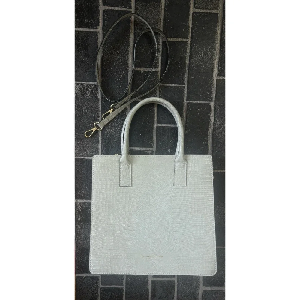 Viola Castellani‎ Green Croc Leather Bag Purse Satchel Dbl Handles /Strap Italy